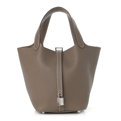 Hermes Taurillon Clemence Picotin Lock 18 PM Etoupe 1 of 9