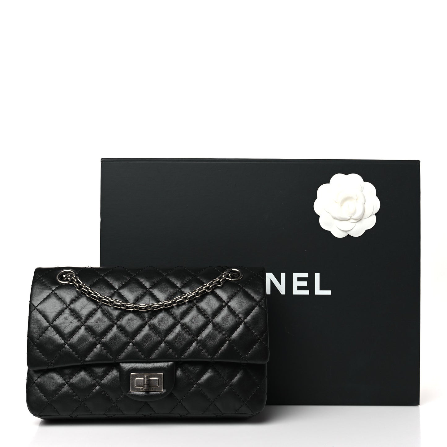 Aged Calfskin Quilted 2.55 Reissue 225 Flap Black