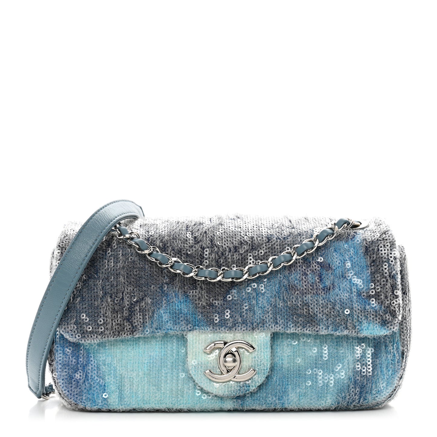 Sequin Mini Waterfall Flap Light Blue