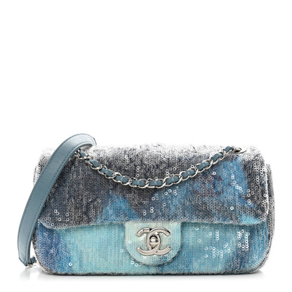 Chanel Sequin Mini Waterfall Flap Light Blue 1 of 10