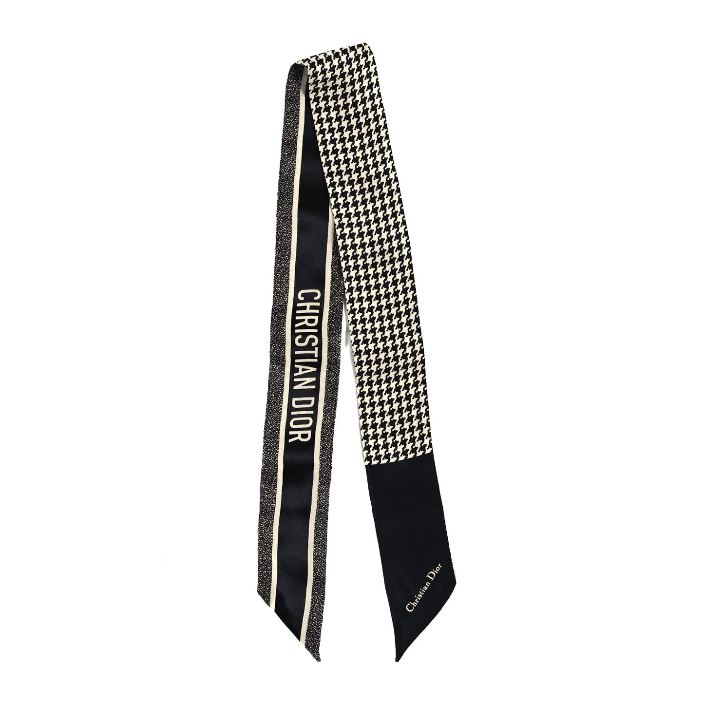 Silk Houndstooth Mitzah Scarf Black White