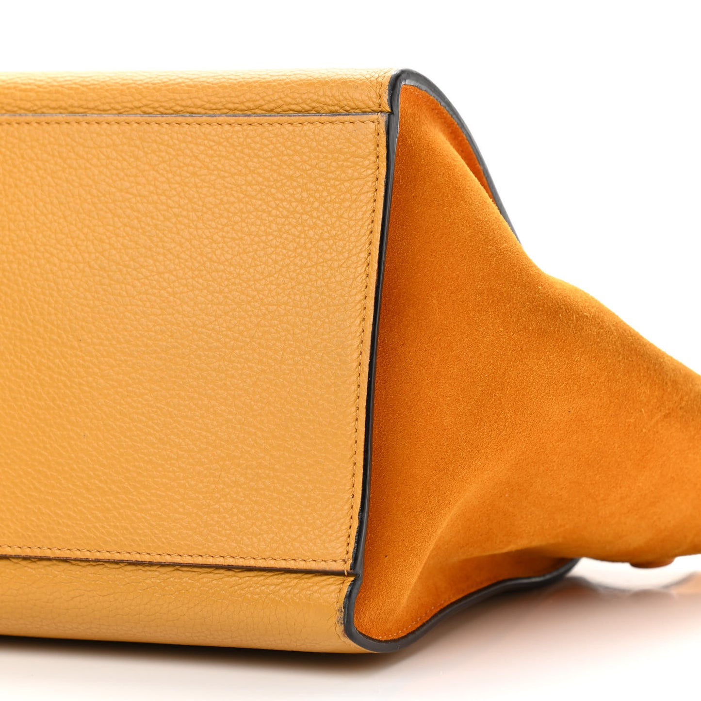 Drummed Calfskin Suede Medium Trapeze Ocre