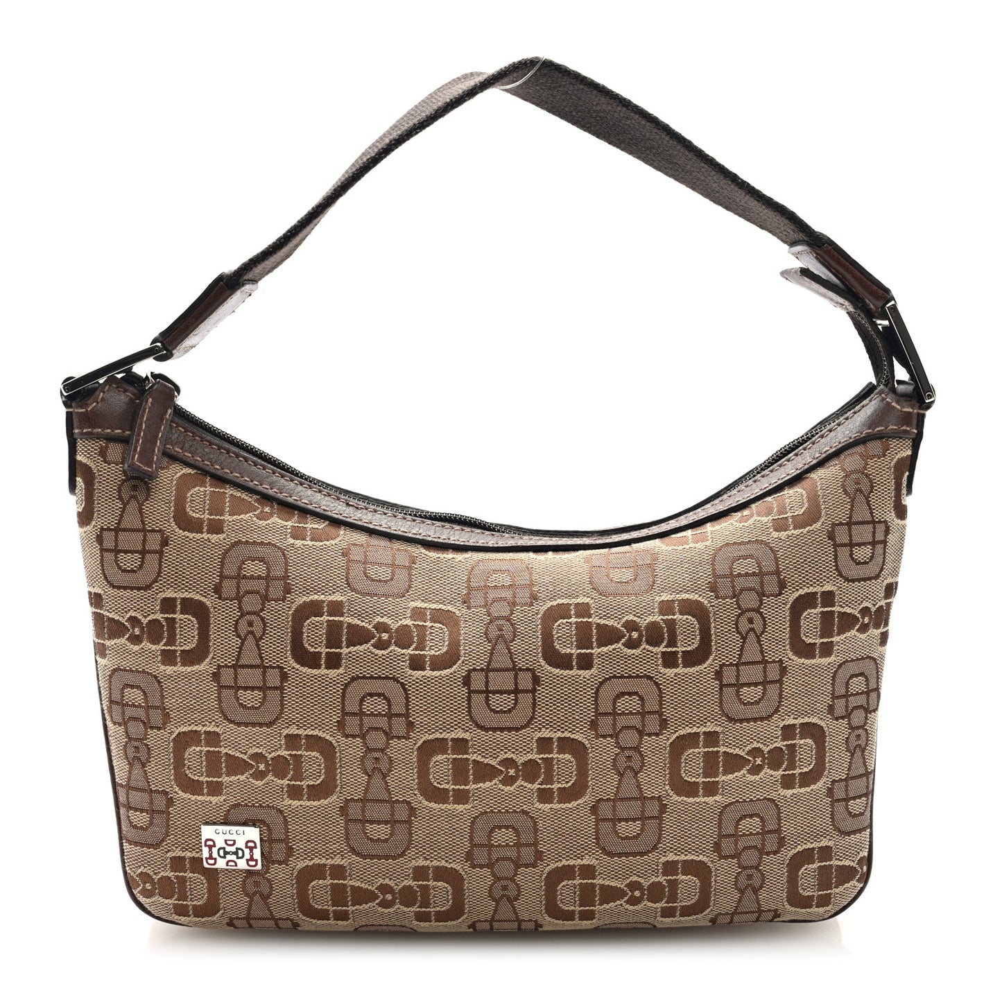 Canvas Horsebit Print Medium Pop Hobo Dark Brown
