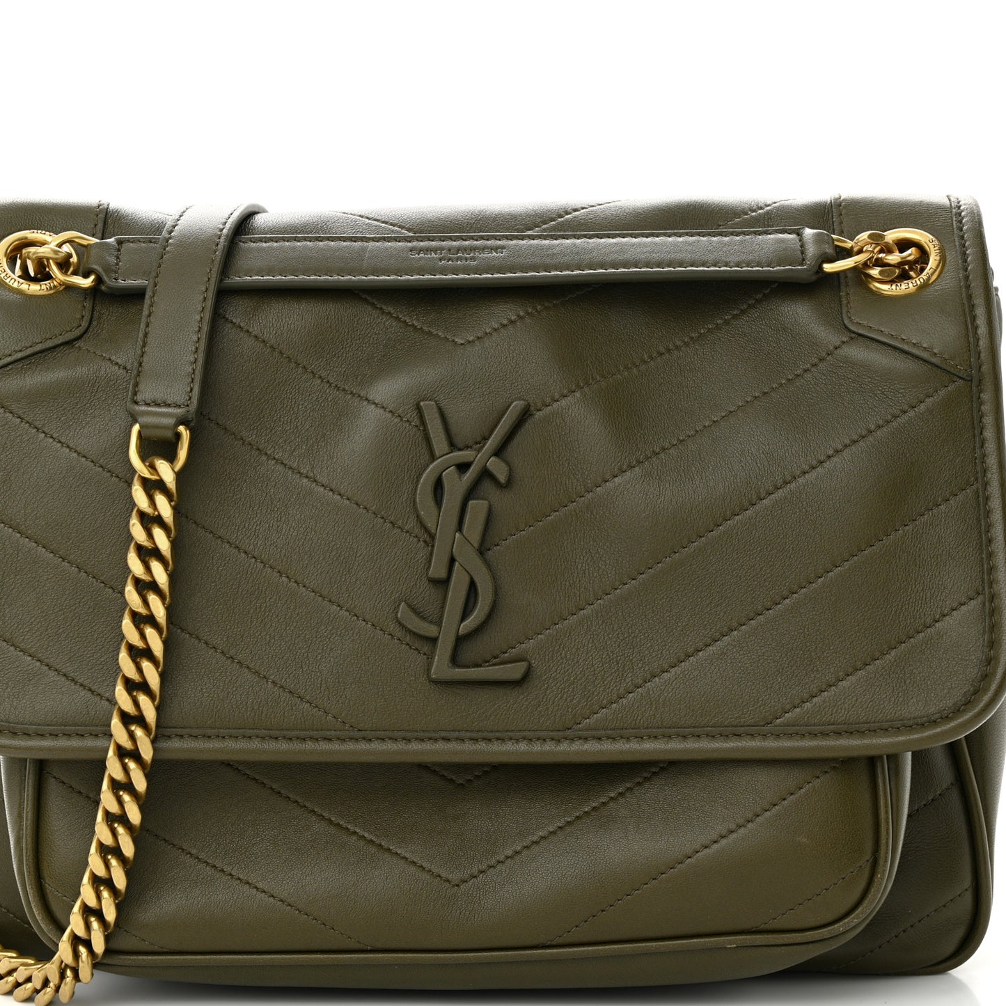 Lambskin Matelasse Monogram Medium Niki Chain Satchel Seawood