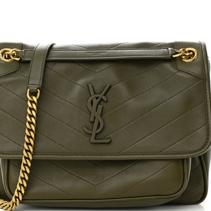 Saint Laurent Lambskin Matelasse Monogram Medium Niki Chain Satchel Seawood 8 of 13