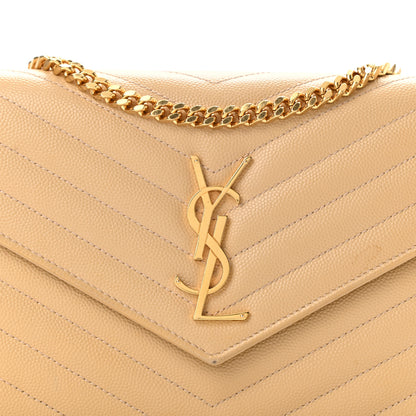 Saint Laurent Grain De Poudre Matelasse Chevron Monogram Chain Wallet Dark Beige 7 of 10