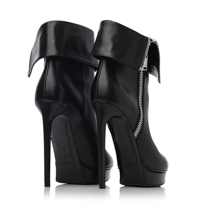 Saint Laurent Calfskin Janis 105 Fold Over Ankle Boots 40 Black 3 of 4