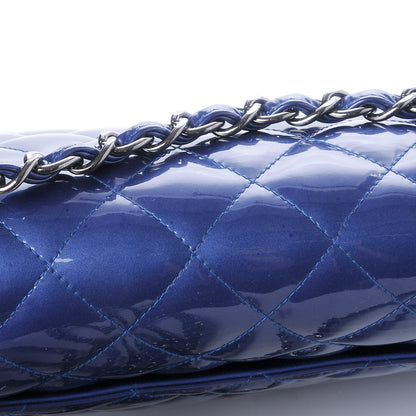 Chanel Patent Quilted Jumbo Double Flap Blue 8 of 9