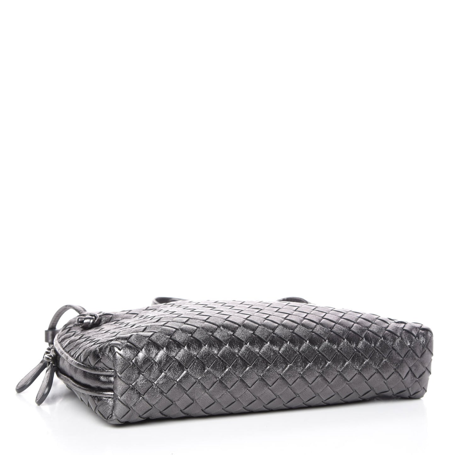 Metallic Grosgrain Intrecciato Pillow Crossbody Messenger Argento Ossidato