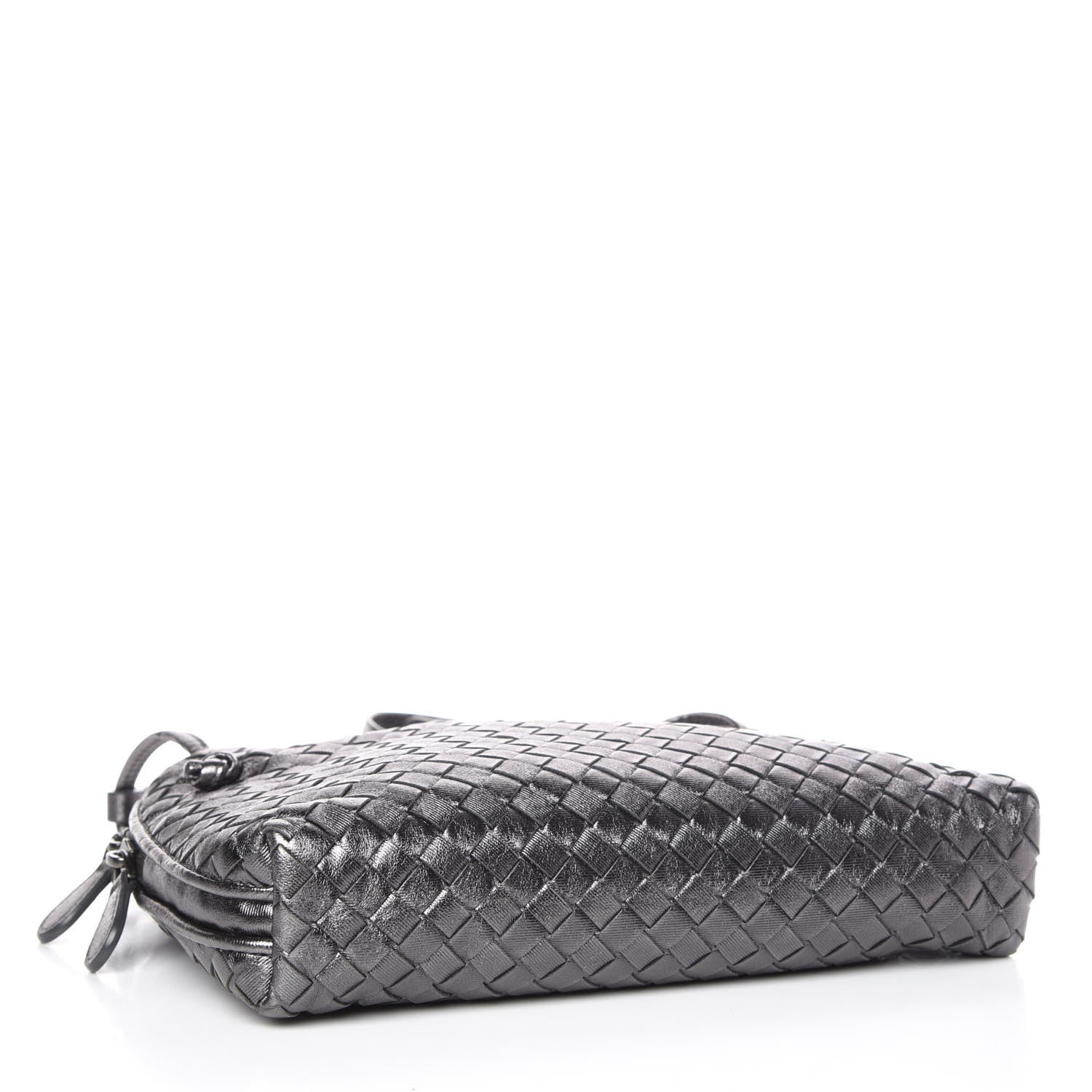 Bottega Veneta Metallic Grosgrain Intrecciato Pillow Crossbody Messenger Argento Ossidato 4 of 9