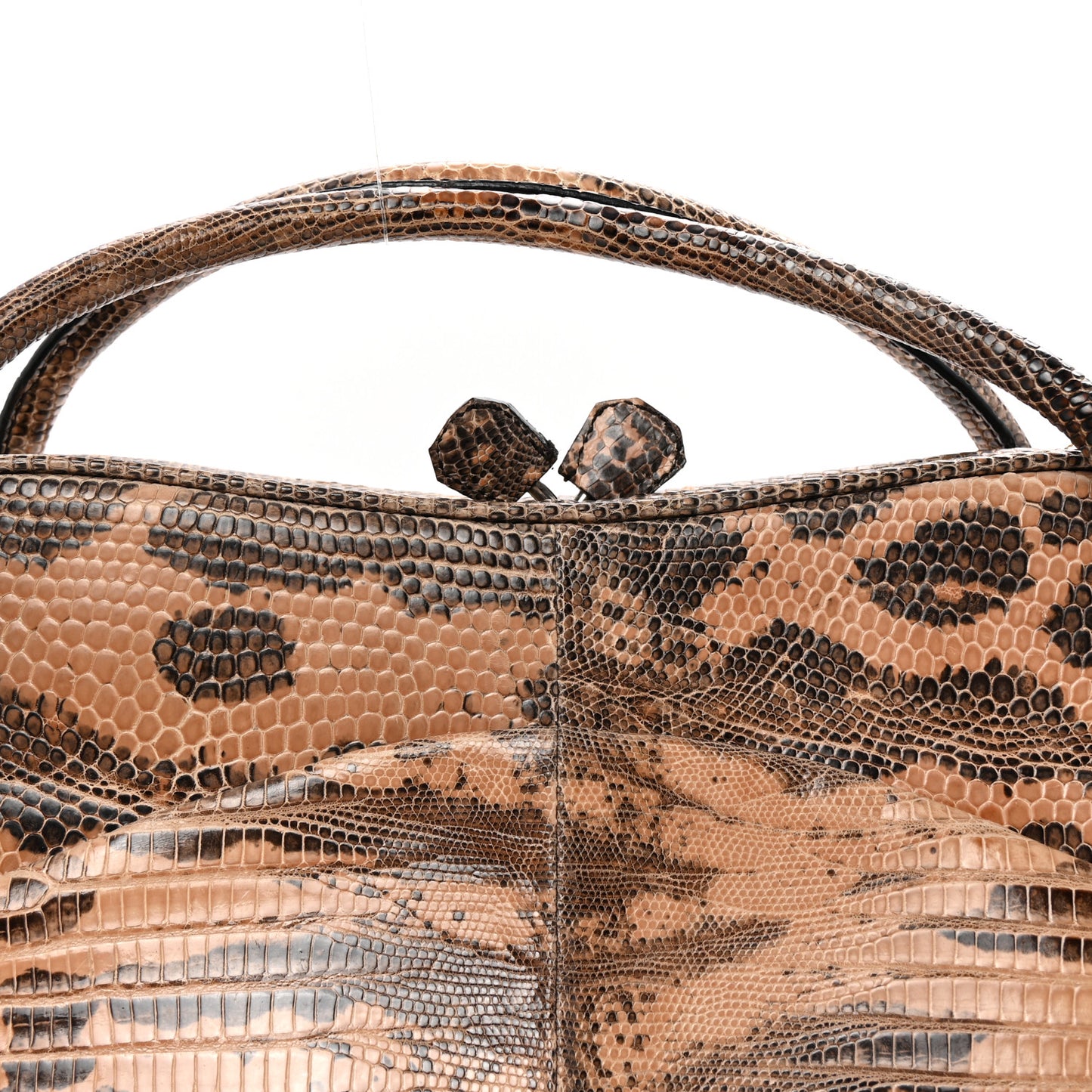 Lizard Kiss Lock Frame Bag Salmone