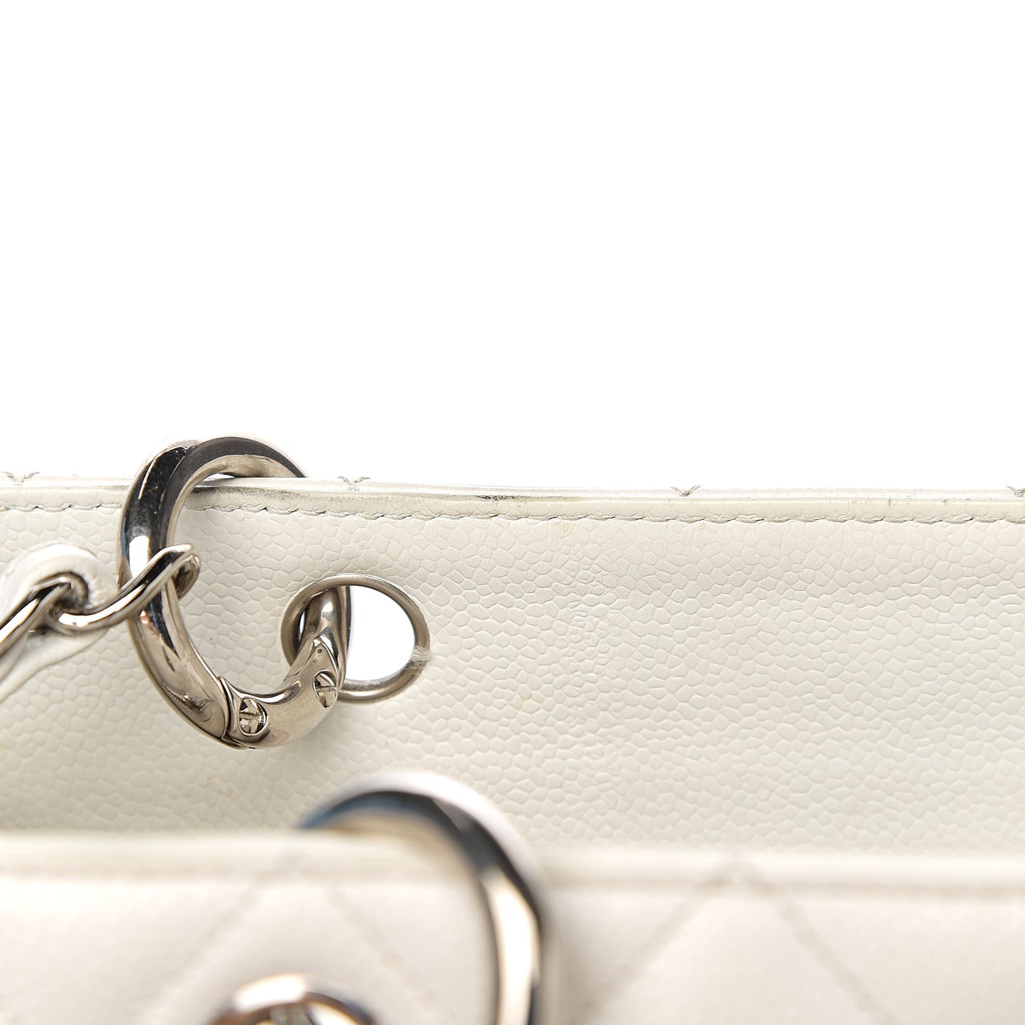 Caviar Quilted Grand Shopping Tote GST White