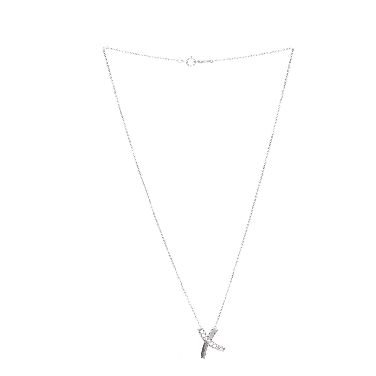 18K White Gold Diamond Paloma Picasso Small Signature X Pendant Necklace