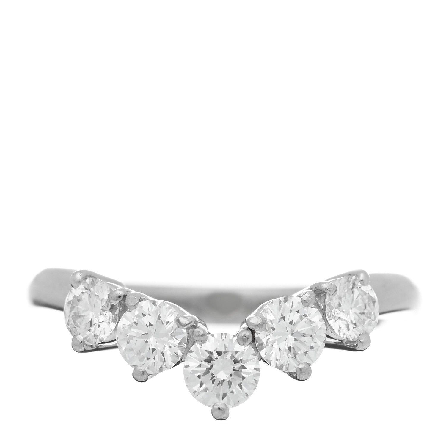 Mikimoto Platinum Diamond .72ct Curved Band Ring 50 5.25 1 of 4