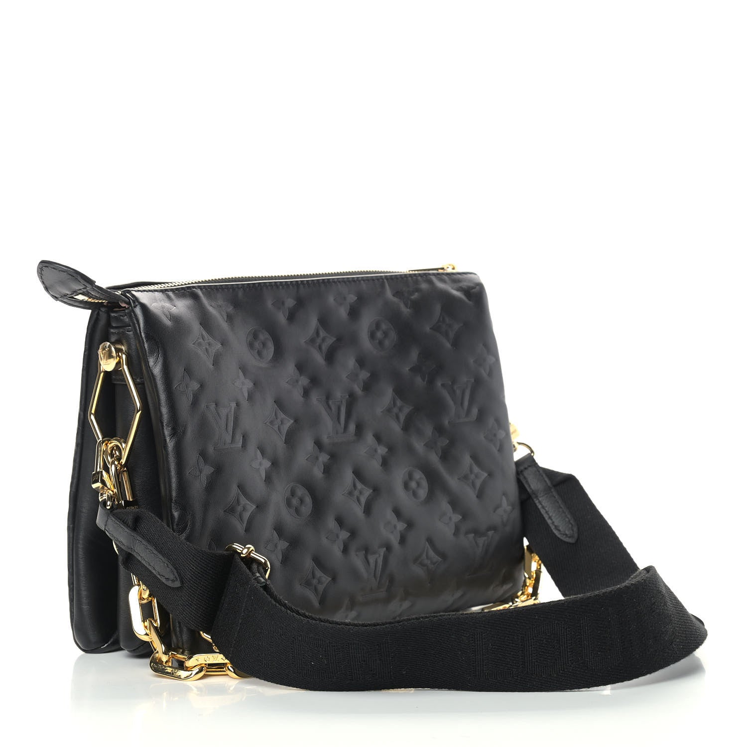 Louis Vuitton Lambskin Embossed Monogram Coussin PM Black 3 of 7