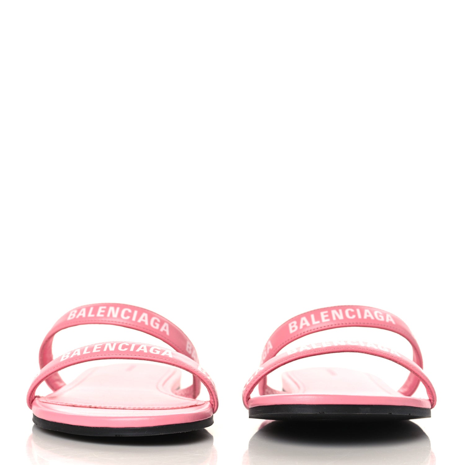 Balenciaga Calfskin Round Logo Flat Sandal 38.5 Sweet Pink White 3 of 7