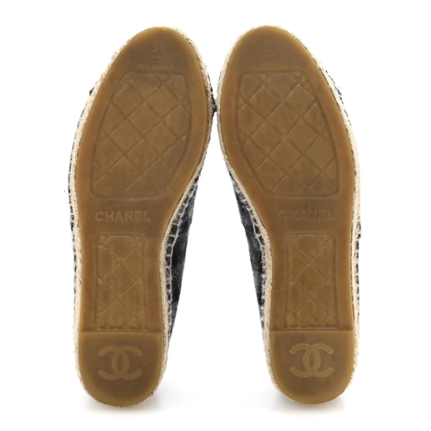 Chanel Flannel CC Espadrilles 36 Dark Grey Black 6 of 9