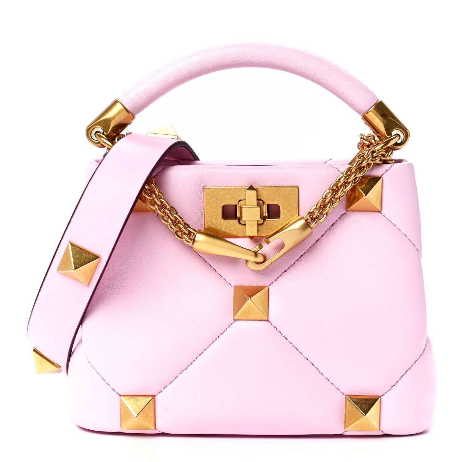 Valentino Garavani Nappa Mini Roman Stud The Handle Bag Pink Borealis 1 of 11