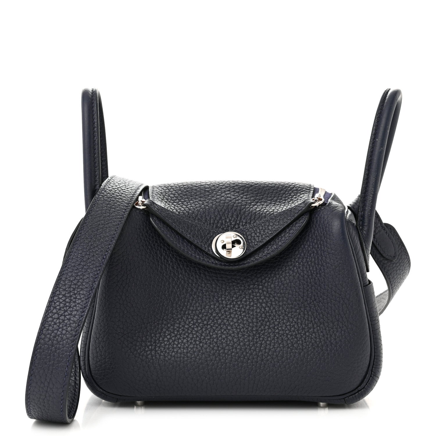 Hermes Taurillon Clemence Mini Lindy 20 Bleu Nuit 1 of 10