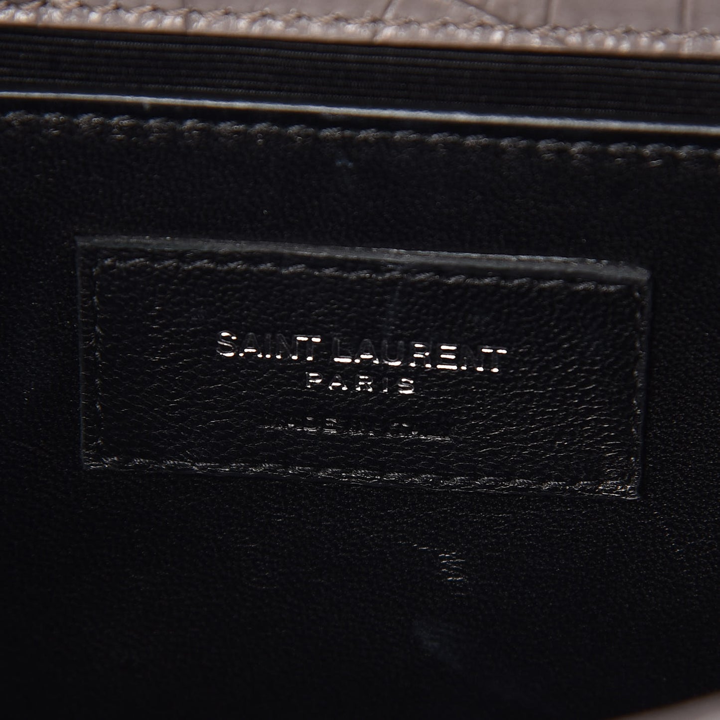 Calfskin Crocodile Embossed Small Classic Monogram Kate Tassel Satchel Fog