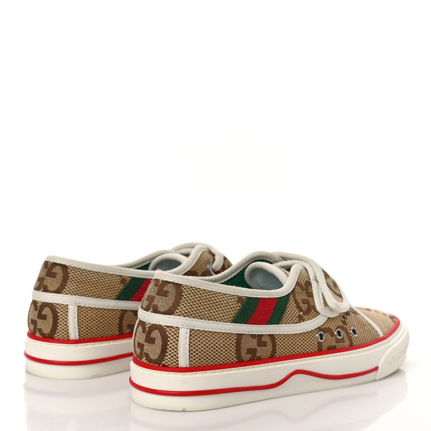 Gucci Monogram Jumbo GG Web Womens 1977 Tennis Velcro Strap Sneakers 36 Camel Ebony Mystic White 5 of 10