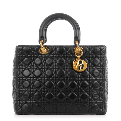Christian Dior Lambskin Cannage Large Lady Dior Black 1 of 9
