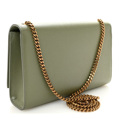 Saint Laurent Grain De Poudre Medium Classic Monogram Kate Satchel Light Sage 3 of 9