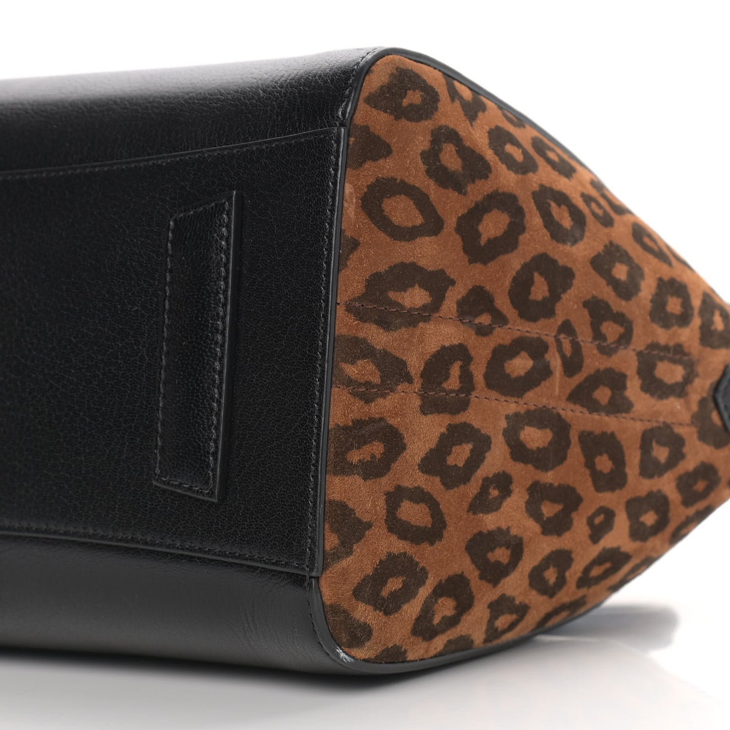 Calfskin Suede Leopard Print Small Antigona Black