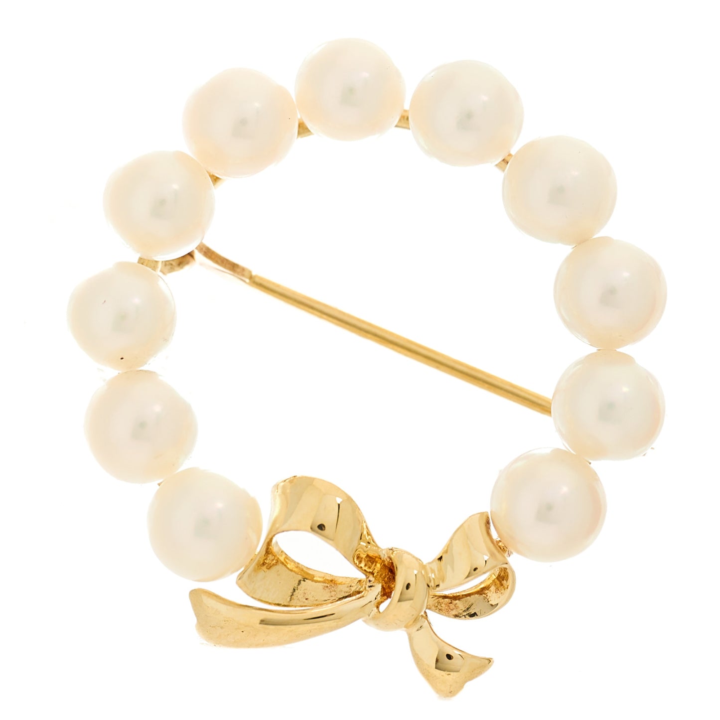 18K Yellow Gold Akoya Pearl Wreath Brooch