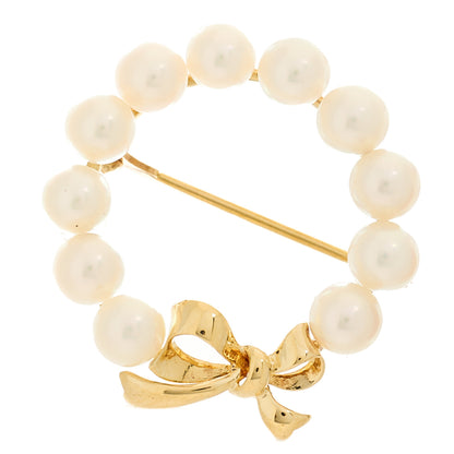 Mikimoto 18K Yellow Gold Akoya Pearl Wreath Brooch 1 of 4