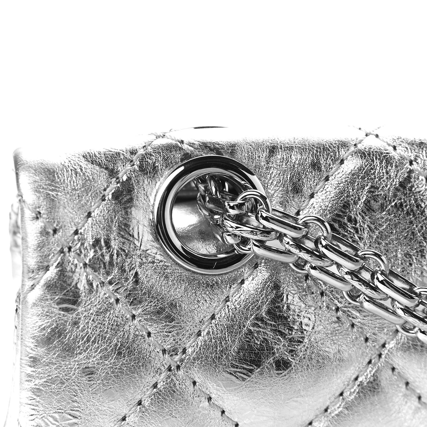 Metallic Aged Calfskin Quilted 2.55 Reissue 226 Flap Silver