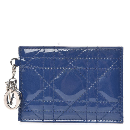 Christian Dior Patent Cannage Lady Dior Card Holder Blue 1 of 8
