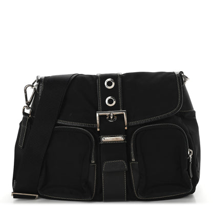 Prada Nylon Saffiano Vela Messenger Bag Black 1 of 8