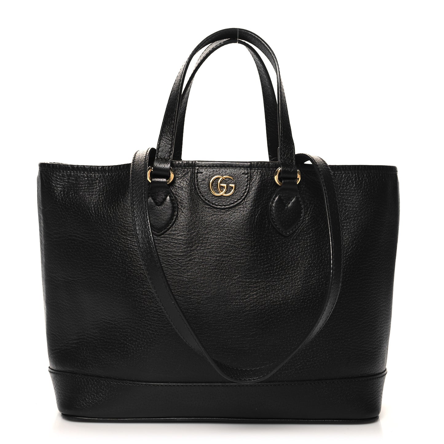 Textured Dollar Calfskin Small Ophidia Shoulder Tote Bag Black
