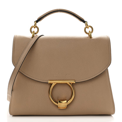 Salvatore Ferragamo Calfskin Small Margot Top Handle Satchel Almond 1 of 10