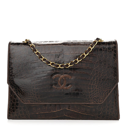 Chanel Alligator Small Single Flap Dark Brown 1 of 14