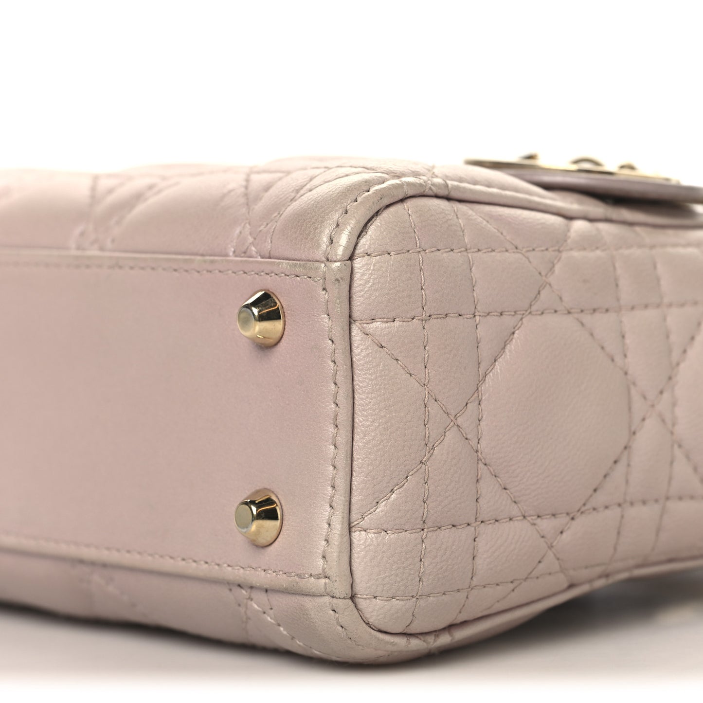 Metallic Lambskin Cannage Mini Lady Dior Lotus