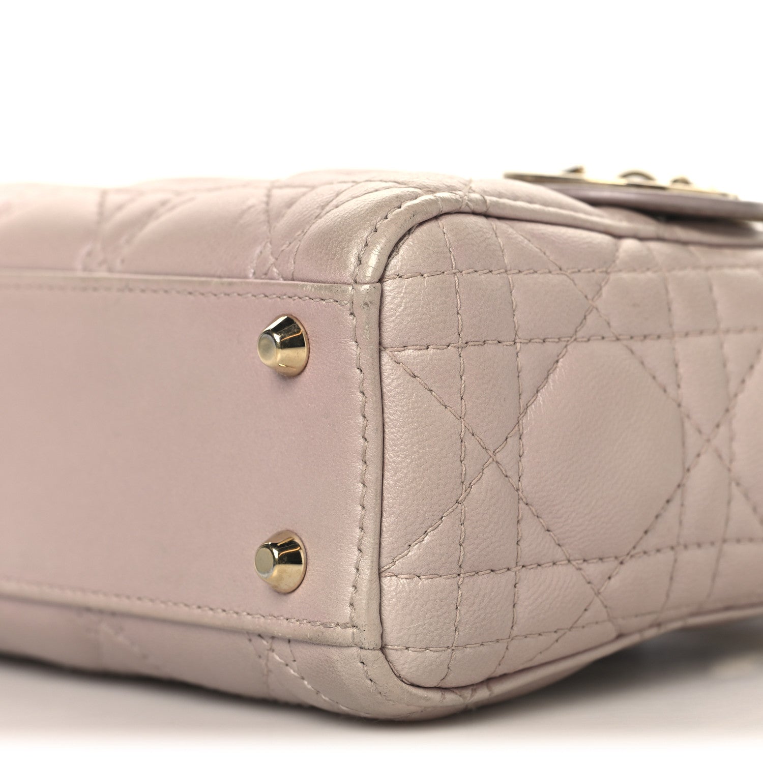 Christian Dior Metallic Lambskin Cannage Mini Lady Dior Lotus 10 of 12