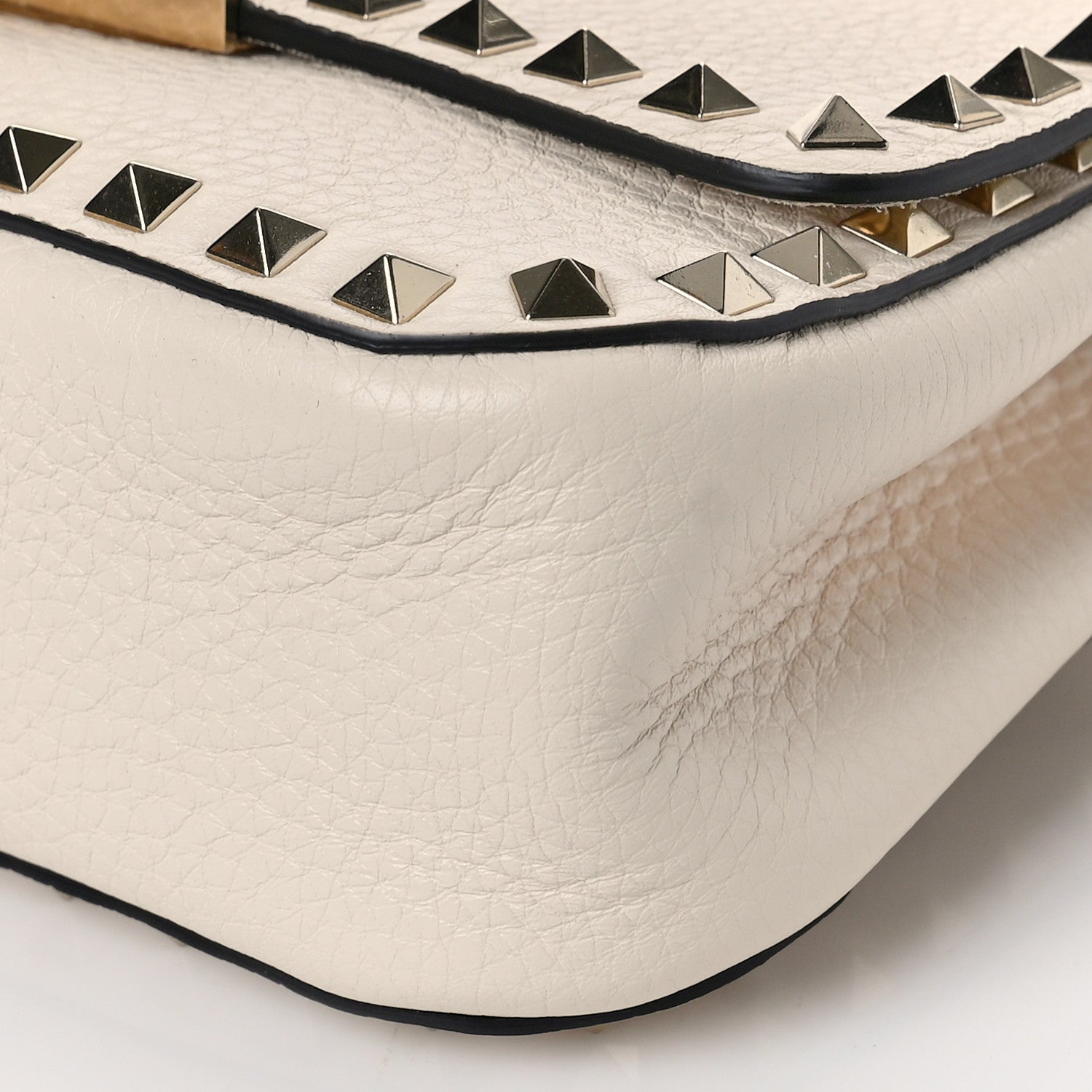 Valentino Garavani Grainy Calfskin Small Rockstud Top Handle Bag Light Ivory 8 of 8