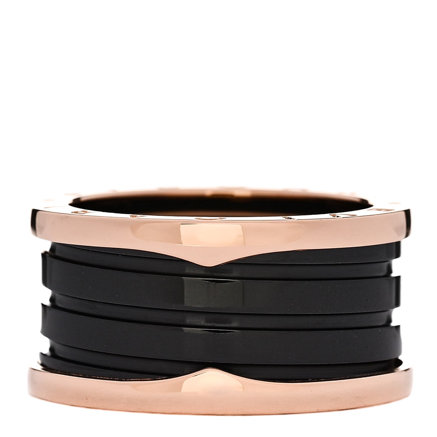Bulgari 18K Rose Gold Black Ceramic B.Zero1 Four-Band Ring 60 9 1 of 6
