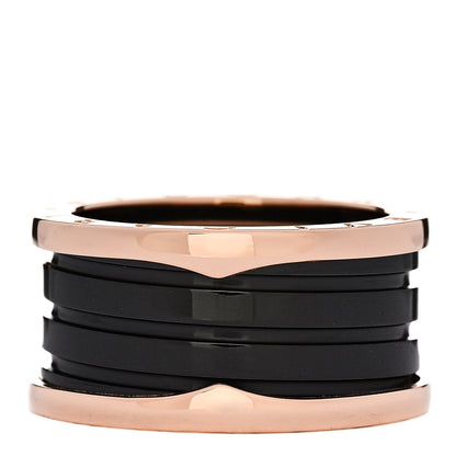 Bulgari 18K Rose Gold Black Ceramic B.Zero1 Four-Band Ring 60 9 1 of 6
