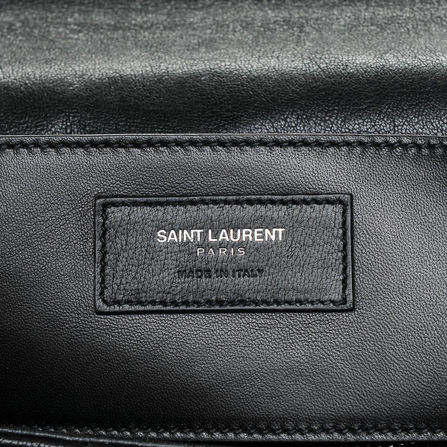 Sheepskin Matelasse Chevron Monogram Large College Satchel Black