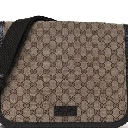 Gucci Monogram Large Flap Messenger Bag Beige Dark Brown 8 of 16