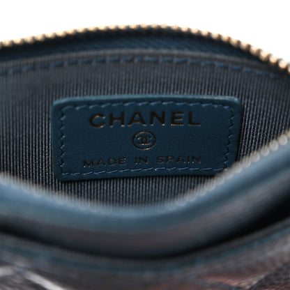 Chanel Metallic Caviar Quilted CC Zip Card Holder Dark Blue 6 of 11