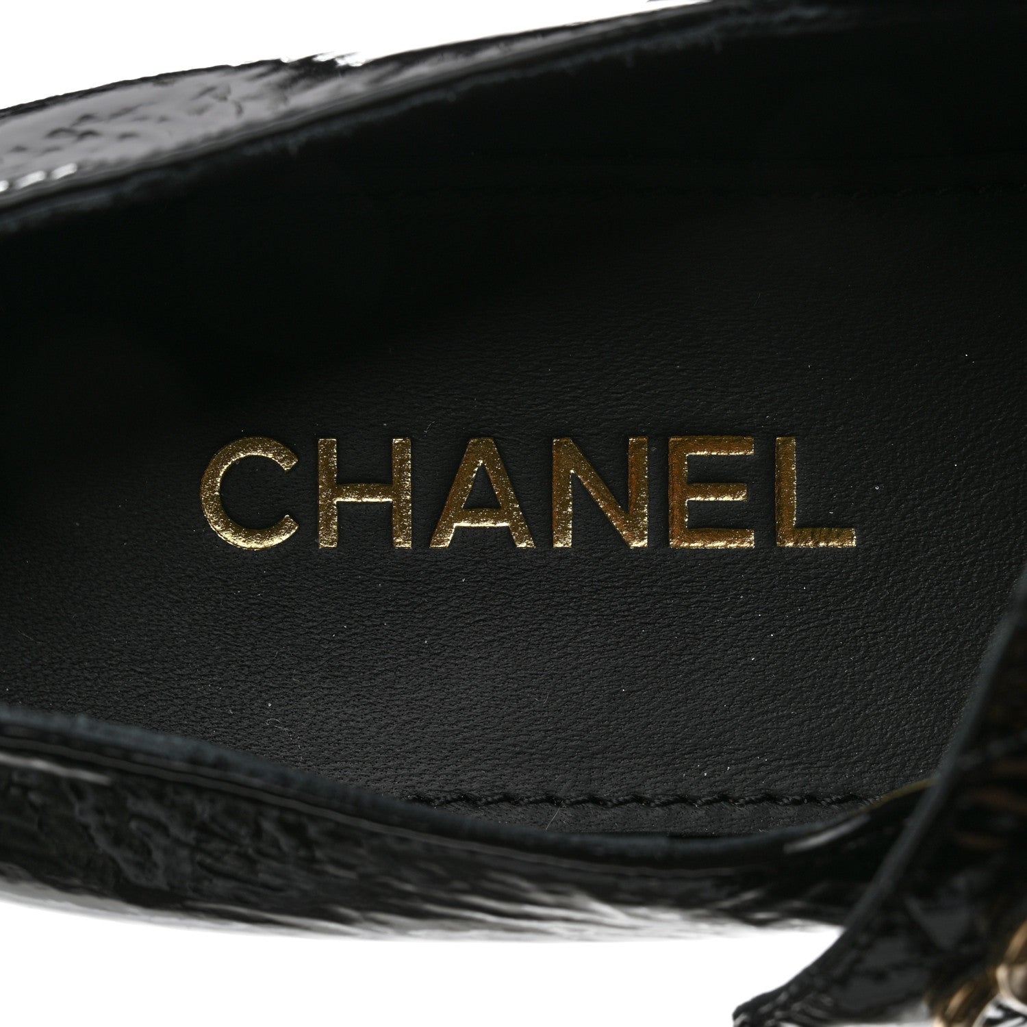 Chanel Patent Goatskin Cap Toe Mary Janes 38.5 Black 7 of 11
