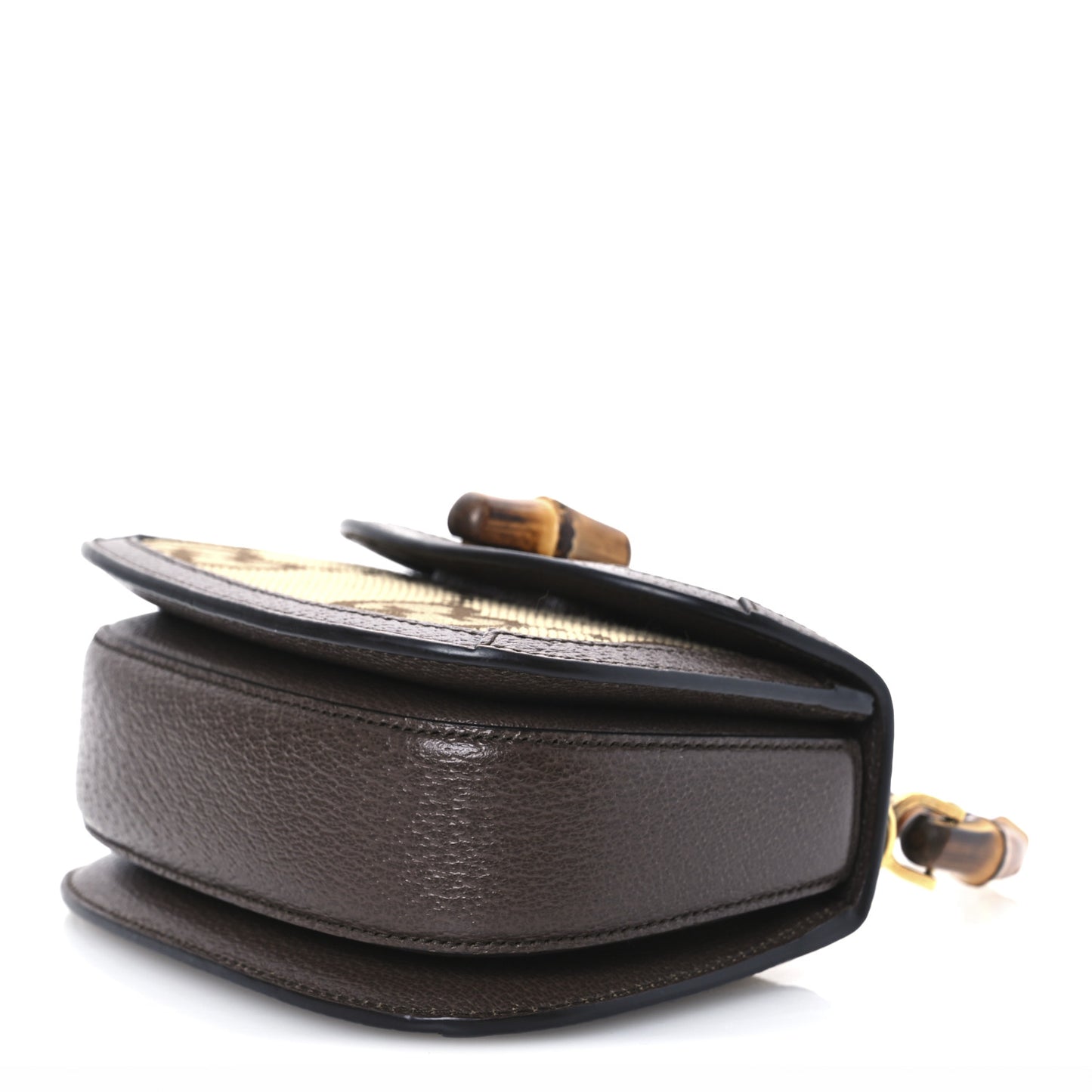 Monogram Jumbo GG Textured Dollar Calfskin Web Mini Bamboo 1947 Top Handle Bag Camel Ebony New Acero