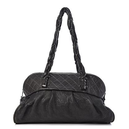 Chanel Distressed Lambskin Large Lady Braid Satchel Dark Grey 1 of 17
