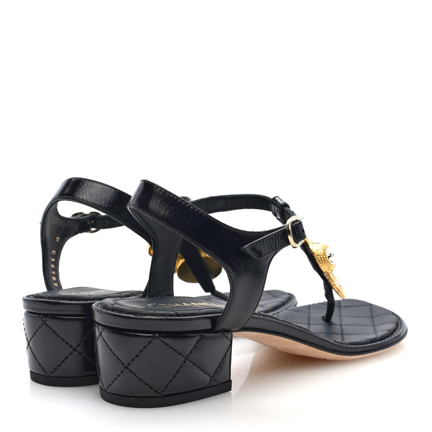 Chanel Calfskin Medallion CC Thong Sandals 36.5 Black 3 of 9