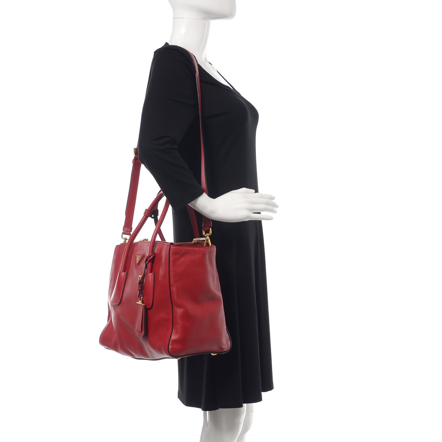 Glace Calfskin Twin Pocket Tote Fuoco