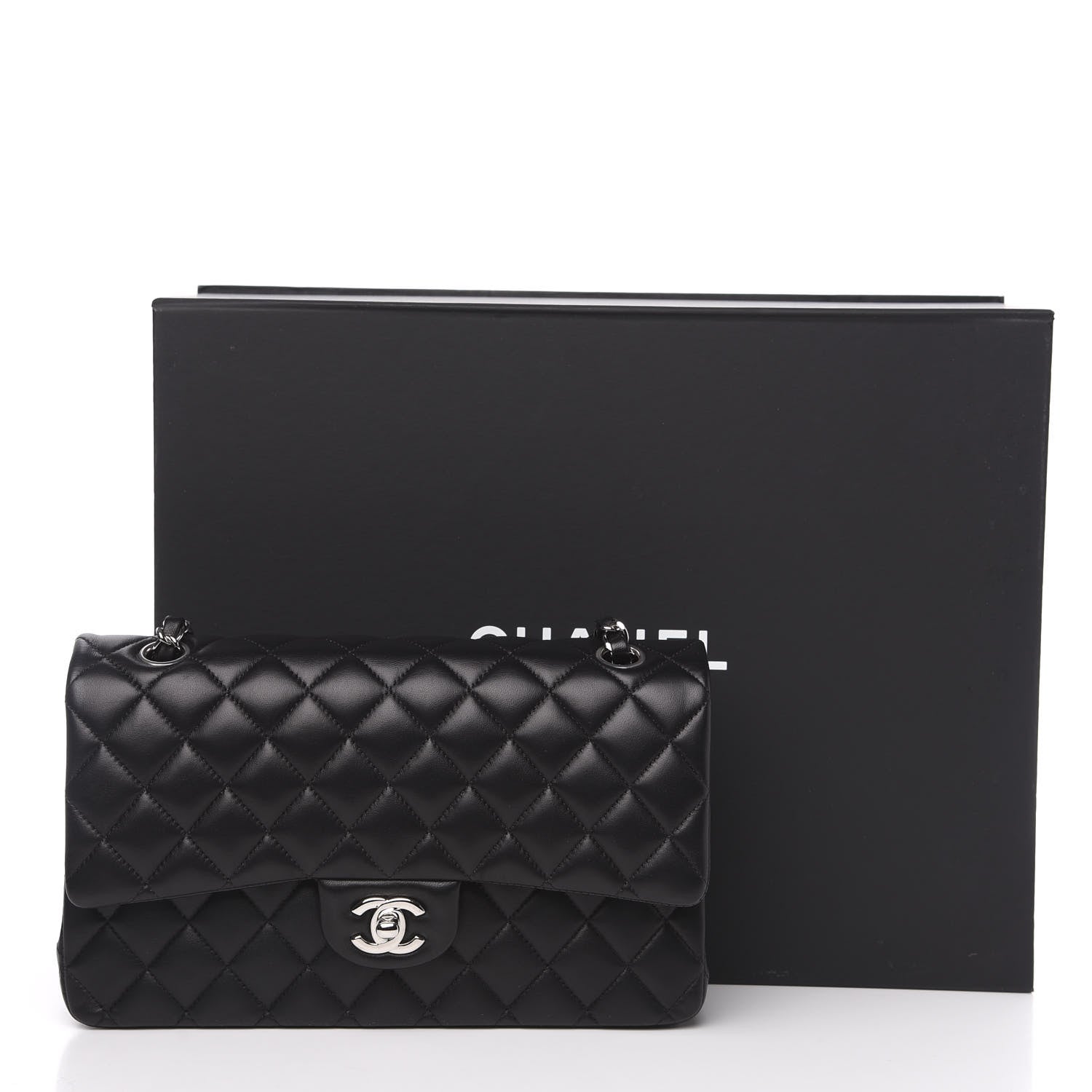 Chanel Lambskin Quilted Medium Double Flap Black 12 of 12